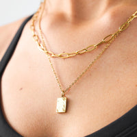 Stacked Necklace with Paperclip & Charm