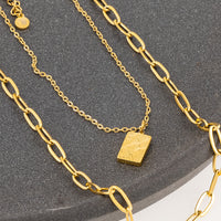 Stacked Necklace with Paperclip & Charm